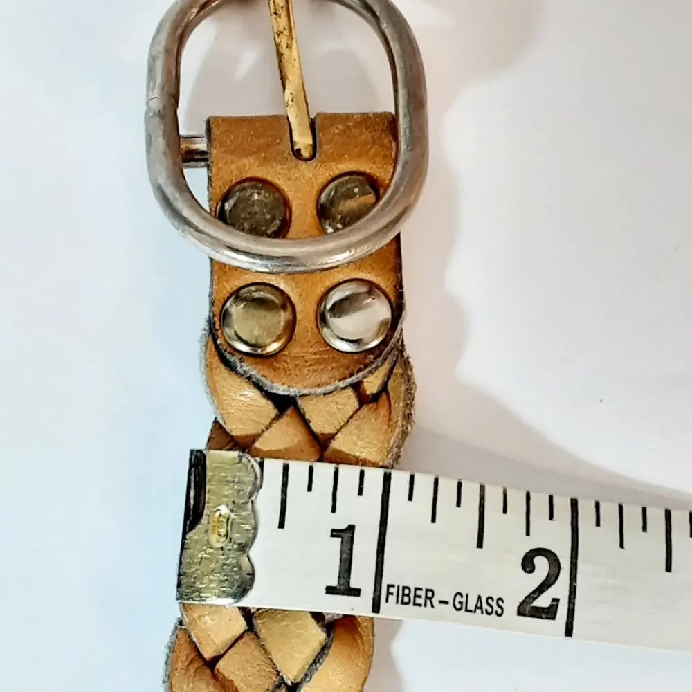 💎Chunky Wide Braided Genuine Leather Belt Natural Tan Caramel Color